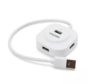Хаб VEGGIEG V-U3403 USB 3.0 4 порти, 480Mbts, живлення від USB, White, 0,3m, Box Хаб VEGGIEG V-U3403 USB 3.0 4 порти, 480Mbts, живлення від USB, White, 0,3m, Box