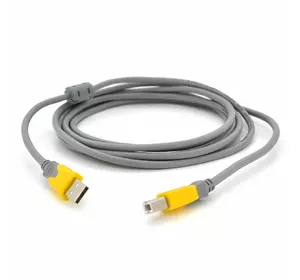 Кабель USB 2.0 V-Link AM / BM, 3.0m, 1 ферит, Grey / Yellow