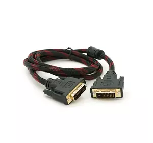 Кабель Merlion Dvi-Dvi 1.5m, 2 ферита, обплетення, Black / Red, 24 / 24pin, (Пакет) Q150 Кабель Merlion Dvi-Dvi 1.5m, 2 ферита, обплетення, Black / Red, 24 / 24pin, (Пакет) Q150