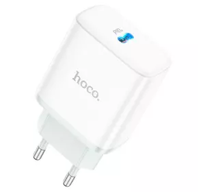 СЗУ 110-240V HOCO C104A 1xUSB-C, PD20W, White, Box СЗУ 110-240V HOCO C104A 1xUSB-C, PD20W, White, Box