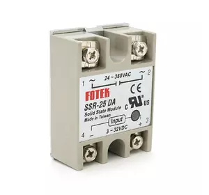 Твердотільні реле Fotek SSR-25DA 25А 24-380В AC Твердотільні реле Fotek SSR-25DA 25А 24-380В AC