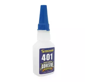 Клей MECHANIC 401, ціаноакрилатний, однокомпонентний, термостійкий, швидкої полімеризації клей з низькою в'язкістю, 20ml, BOX Клей MECHANIC 401, ціаноакрилатний, однокомпонентний, термостійкий, швидкої полімеризації клей з низькою в'язкістю, 20ml, BOX