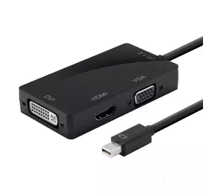 Конвертер mini Display Port (тато) на HDMI/VGA/DVI(мама) 30cm, Black, 4K/2K, Пакет Конвертер mini Display Port (тато) на HDMI/VGA/DVI(мама) 30cm, Black, 4K/2K, Пакет