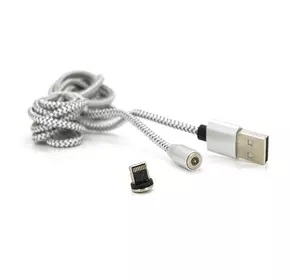 Магнітний кабель PiPo USB 2.0 /Lighting, 2m, 2А, тканинна оплетка, броньований, знімач, Silver, BOX Магнітний кабель PiPo USB 2.0 /Lighting, 2m, 2А, тканинна оплетка, броньований, знімач, Silver, BOX