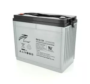 Акумуляторна батарея AGM RITAR RA12-134, Gray Case, 12V 134.0Ah ( 340 x 173 x 287 ) Q1