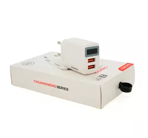 СЗУ AC100-240V iKAKU KSC-180 CHUANGNENG, 2xUSB, 2.4A, з цифровим дисплеєм, White, Box СЗУ AC100-240V iKAKU KSC-180 CHUANGNENG, 2xUSB, 2.4A, з цифровим дисплеєм, White, Box
