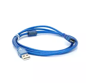 Подовжувач USB 2.0 AM / AF, 1.5m, 1 ферит, прозорий синій Q250 Подовжувач USB 2.0 AM / AF, 1.5m, 1 ферит, прозорий синій Q250