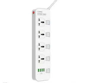 Мережевий фільтр LDNIO SC4408, 4 Розетки + 4 USB, 2 м, перетин 3х0,75мм, White, Box Мережевий фільтр LDNIO SC4408, 4 Розетки + 4 USB, 2 м, перетин 3х0,75мм, White, Box