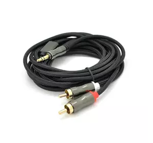 Кабель VEGGIEG AR2-5 DC3.5 (тато) => 2хRCA (тато), GOLD Jack, CU, Stereo, круглий, Black, 5 м, Пакет Кабель VEGGIEG AR2-5 DC3.5 (тато) => 2хRCA (тато), GOLD Jack, CU, Stereo, круглий, Black, 5 м, Пакет