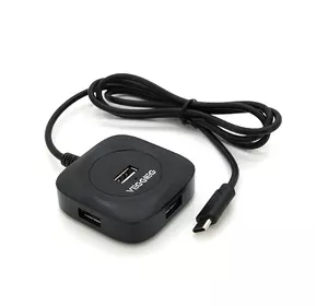 Хаб VEGGIEG V-C240 Type-C, 4 порти USB 2.0, 20 см, Black, Box