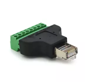 Клемна колодка 8-розрядна + RJ45 8P8С тато, екранована Клемна колодка 8-розрядна + RJ45 8P8С тато, екранована
