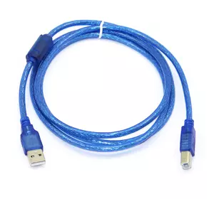 Кабель USB 2.0 RITAR AM / BM, 1.8m, 1 ферит, прозорий синій Q250