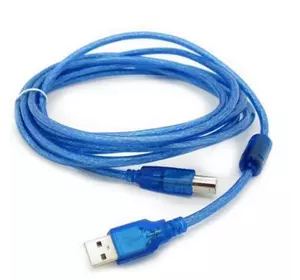 Кабель USB 2.0 RITAR AM / BM, 10m, 1 ферит, прозорий синій