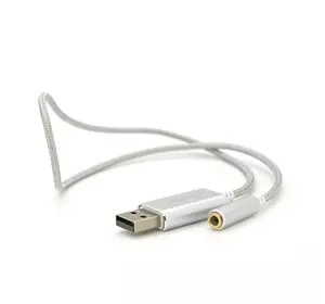 Перехідник для навушників VegGieg V-K202 USB2.0(M)-Jack3.5(F), Silver, Box Перехідник для навушників VegGieg V-K202 USB2.0(M)-Jack3.5(F), Silver, Box