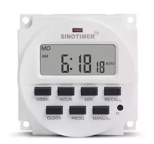 Таймер тижневий Sinotimer TM618H-3, програмований, 16А, 24V, 60х60х30 мм Таймер тижневий Sinotimer TM618H-3, програмований, 16А, 24V, 60х60х30 мм