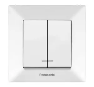 Вимикач Panasonic Arkedia Slim двоклавішний з підсвіткою, білий Вимикач Panasonic Arkedia Slim двоклавішний з підсвіткою, білий