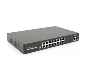 16ти портовий PoE комутатор з автоперезапуском ONV-H1016PLD 16хРоЕ 100Мбіт + 2хUplink 1000Мбіт + 1хSFP 1000Мбіт, до 250м, IEEE802.3af/at, загальна 200Вт 16ти портовий PoE комутатор з автоперезапуском ONV-H1016PLD 16хРоЕ 100Мбіт + 2хUplink 1000Мбіт + 1хSFP 1000Мбіт, до 250м, IEEE802.3af/at, загальна 200Вт