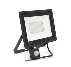 Прожектор LED з датчиком руху Ritar ZB-PGGY-50W, 50W, SMD2835, IP65, 4000Lm, 6500K (100%), Ra>70, 182*146*40mm, Black Прожектор LED з датчиком руху Ritar ZB-PGGY-50W, 50W, SMD2835, IP65, 4000Lm, 6500K (100%), Ra>70, 182*146*40mm, Black