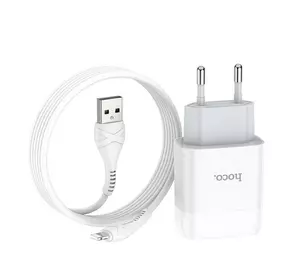 Набір СЗУ 110-240V HOCO C73A+ кабель Lighting, 2xUSB, 2.4A, кабель 1м, White, Blister Набір СЗУ 110-240V HOCO C73A+ кабель Lighting, 2xUSB, 2.4A, кабель 1м, White, Blister