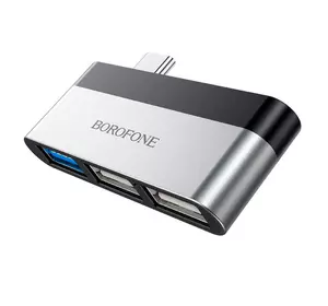 Перехідник BOROFONE DH1 Type-C(Male) - USB3.0+2*USB2.0, Black, Box Перехідник BOROFONE DH1 Type-C(Male) - USB3.0+2*USB2.0, Black, Box