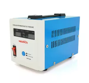 Стабілізатор напруги релейний Westech SVR-500VA/375W однофазний, напольного монтажу, LED дисплей, DC150-270V, AC230±8%, 2*Shuko, Q8 Стабілізатор напруги релейний Westech SVR-500VA/375W однофазний, напольного монтажу, LED дисплей, DC150-270V, AC230±8%, 2*Shuko, Q8