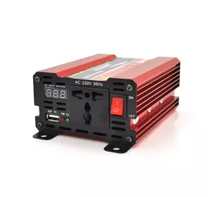 Інвертор напруги NV-500(300Вт)+LCD, 12/220 з апроксимованою синусоїдою, 1 універсальні розетка, Клеми, Box Інвертор напруги NV-500(300Вт)+LCD, 12/220 з апроксимованою синусоїдою, 1 універсальні розетка, Клеми, Box