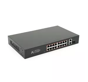POE комутатор Merlion 16 POE 10/100 + 1 Single Fiber Tx 1310nm 20km + 2 RJ45 10/100/1000+ вбудований блок живлення 52V 4.8A POE комутатор Merlion 16 POE 10/100 + 1 Single Fiber Tx 1310nm 20km + 2 RJ45 10/100/1000+ вбудований блок живлення 52V 4.8A
