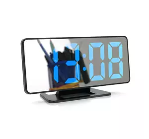 Електронний годинник VST-888 Дзеркальний дисплей, з датчиком температури, будильник, живлення від кабелю USB, Blue