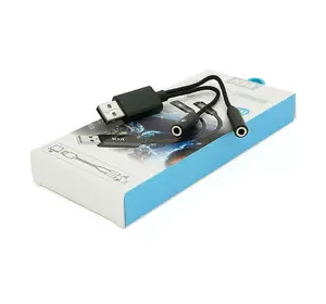 Перехідник для навушників та мікрофона KIN KY-211 USB2.0(M)-2/Jack3.5(F), Black, Box Перехідник для навушників та мікрофона KIN KY-211 USB2.0(M)-2/Jack3.5(F), Black, Box