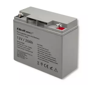 Акумуляторна батарея AGM Qoltec QLT1220B, Grey Case, 12V 20.0Ah (181 х 77 х 167) Q2