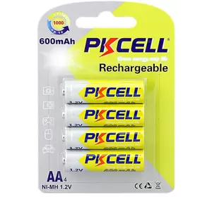 Акумулятор PKCELL 1.2V AA 600mAh NiMH Rechargeable Battery, 4 штуки в блістері ціна за блістер, Q12