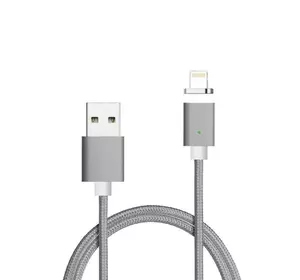 Магнітний кабель USB 2.0/Lighting, 1m, 2А, індикатор заряду, тканинне обплетення, знімач, Gray, Blister ( під наконечник 8752 ) Магнітний кабель USB 2.0/Lighting, 1m, 2А, індикатор заряду, тканинне обплетення, знімач, Gray, Blister ( під наконечник 8752 )