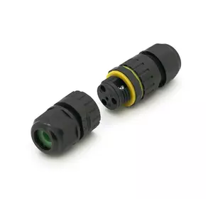 Кабельний з'єднувач EW-M16-2P, під кабель 3,5-7 мм, 2P, 17.5A, 450V, Black Кабельний з'єднувач EW-M16-2P, під кабель 3,5-7 мм, 2P, 17.5A, 450V, Black