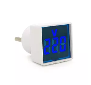 Цифровий вольтметр в розетку LED-102Bl, діапазон вимірів 50-380V, Blue, 30х30х52мм Цифровий вольтметр в розетку LED-102Bl, діапазон вимірів 50-380V, Blue, 30х30х52мм