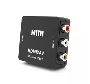 Конвертер Mini, HDMI to AV, ВИХІД 3RCA(мама) на ВХІД HDMI(мама), 720P/1080P, Black, BOX Конвертер Mini, HDMI to AV, ВИХІД 3RCA(мама) на ВХІД HDMI(мама), 720P/1080P, Black, BOX
