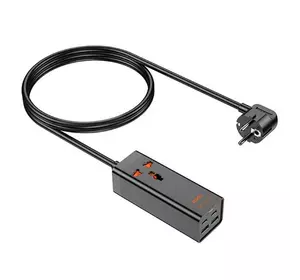Мережевий фільтр HOCO AC10A на 1 розетку + 2 USB + 2 USB-C, 65W, кабель 1,5 м, 220В, Black, Box Мережевий фільтр HOCO AC10A на 1 розетку + 2 USB + 2 USB-C, 65W, кабель 1,5 м, 220В, Black, Box