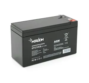 Акумуляторна батарея MERLION AGM GP1272F2B 12 V 7,2 Ah ( 150 x 65 x 95 (100) ) Black Q10 Акумуляторна батарея MERLION AGM GP1272F2B 12 V 7,2 Ah ( 150 x 65 x 95 (100) ) Black Q10