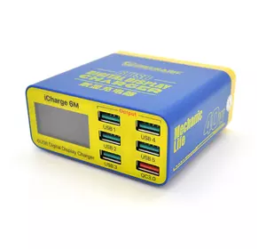 Зарядні станція з цифровою індикацією MECHANIC iCharge 6M , 6*USB-A(1*QC3.0-15W), 220V/40W. 155*115*55mm Зарядні станція з цифровою індикацією MECHANIC iCharge 6M , 6*USB-A(1*QC3.0-15W), 220V/40W. 155*115*55mm
