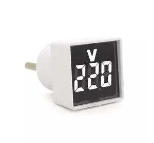 Цифровий вольтметр в розетку LED-102W, діапазон вимірів 50-380V, White, 30х30х52мм Цифровий вольтметр в розетку LED-102W, діапазон вимірів 50-380V, White, 30х30х52мм