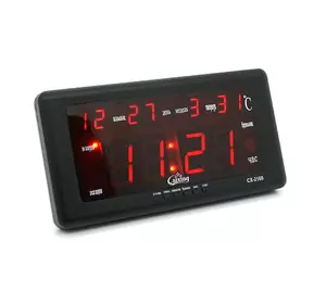 Настінний годинник VST-2168, з календарем та термометром, Red, Box Настінний годинник VST-2168, з календарем та термометром, Red, Box