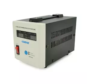 Стабілізатор напруги релейний Conter SVR-500VA/375W однофазний, напольного монтажу, LED дисплей, DC150-270V, AC230±8%, 2*Shuko, Q8 Стабілізатор напруги релейний Conter SVR-500VA/375W однофазний, напольного монтажу, LED дисплей, DC150-270V, AC230±8%, 2*Shuko, Q8