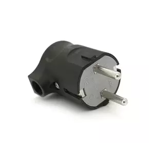 Вилка із заземленням кутова, 16A 250V, A105, Black, Q40 Вилка із заземленням кутова, 16A 250V, A105, Black, Q40