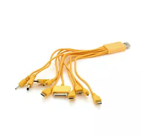 USB кабель з перехідниками 10 в 1, 0,2м, Yellow, ОЕМ Q500 USB кабель з перехідниками 10 в 1, 0,2м, Yellow, ОЕМ Q500