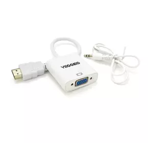 Конвертер VEGGIEG H-V1B HDMI (тато) на VGA (мама) + Audio, 25cm, White, Пакет