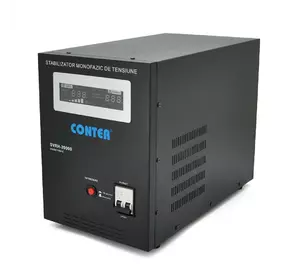 Стабілізатор напруги релейний Conter SVRH-20000VA/14000W однофазний, напольного монтажу, LED дисплей, DC150-270V, AC230±8%, 2*Shuko, Q4 Стабілізатор напруги релейний Conter SVRH-20000VA/14000W однофазний, напольного монтажу, LED дисплей, DC150-270V, AC230±8%, 2*Shuko, Q4