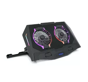 Підставка для ноутбука IceCoorel N10, 10-18", 2*125mm 1400±10% RPM, корпус пластик+алюміній, 2xUSB 2.0+LCD display+підставка для мобільного телефону Підставка для ноутбука IceCoorel N10, 10-18", 2*125mm 1400±10% RPM, корпус пластик+алюміній, 2xUSB 2.0+LCD display+підставка для мобільного телефону