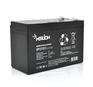Акумуляторна батарея MERLION AGM GP1272F2B 12 V 7,2 Ah ( 150 x 65 x  95 (100) )  Black Q10