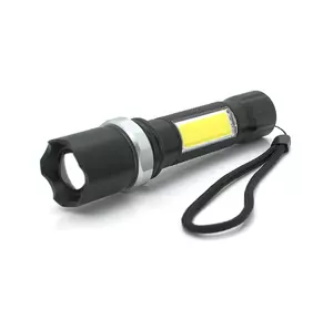 Ліхтарик ручний LATERNA M919, COB+ 3W XPE led, Zoom, 2+1 режим, корпус метал, вбудований аккум, USB кабель, IP40, 140х33х26, Box